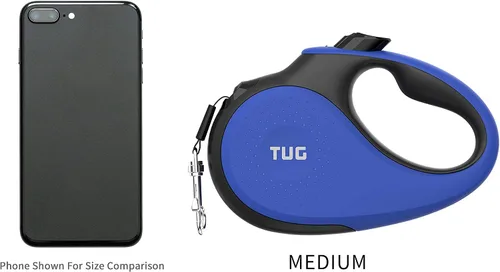Miniatura 6 de TUG - Correa retráctil 360º para perros, libre de enredos, mango antideslizante, nailon resistente de 16 pies, freno de una sola mano, pausa y Azul