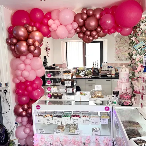 Miniatura 7 de COKAOBE Kit de arco de guirnaldas de globos rosados, 124 globos de látex rosa pastel, rosa pastel, magenta metálico para boda, compromiso, temática