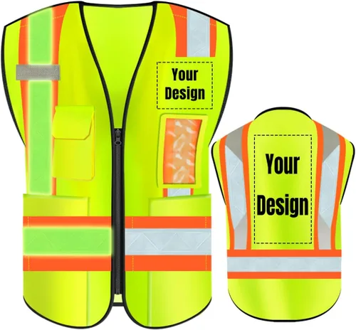 Miniatura 15 de Chaleco de seguridad de alta visibilidad con bolsillos de gran tamaño, personaliza tu logotipo Hi Vis, chaleco de seguridad reflectante Negro