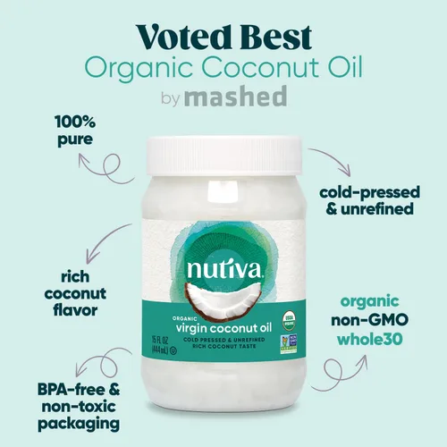 Miniatura 6 de Nutiva Aceite de coco virgen orgánico, prensado en frío, sin refinar, de cocos frescos, sin OMG, cultivados de forma sostenible, 15 onzas líquidas