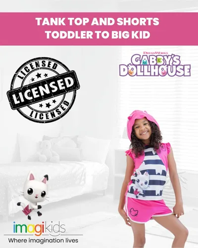 Miniatura 2 de Dreamworks Gabby's Dollhouse Kitty Fairy Pandy Paws - Camiseta sin mangas y pantalones cortos para niñas pequeñas y grandes