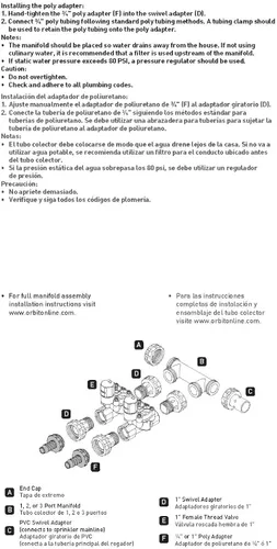 Miniatura 6 de Orbit Sistema de colector de válvulas de aspersión - Dos válvulas, Tri-Lingual (1)