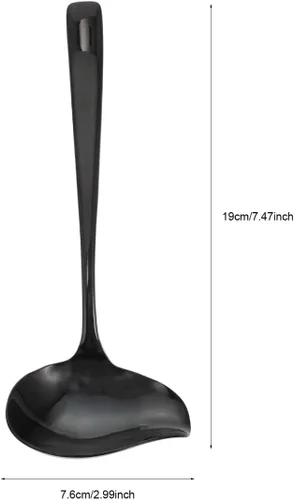 Miniatura 2 de OSALADI Cuchara de sopa Duckbill de acero inoxidable con mango largo resistente a derrames, diseño para salsas y postres de 7.48 pulgadas, utensilio