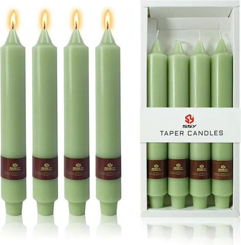 Miniatura 27 de Candelabros cortos de 5 pulgadas con velas cónicas verde oscuro, 4 piezas para cena, hogar, boda, fiesta, decoración