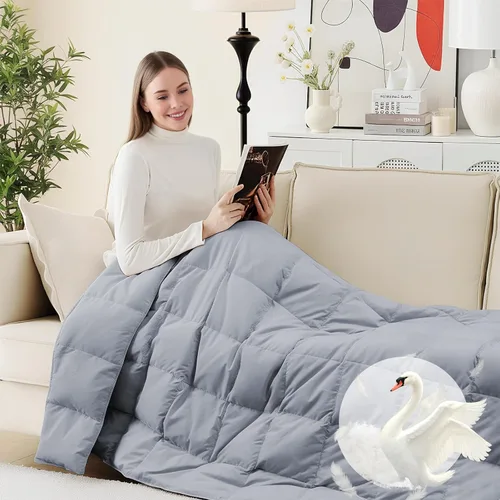 Miniatura 11 de Deodar Manta de fibra de plumón natural para sofá cama, edredón de sofá, manta ligera para exteriores, tela de piel de durazno, 50 x 70 pulgadas