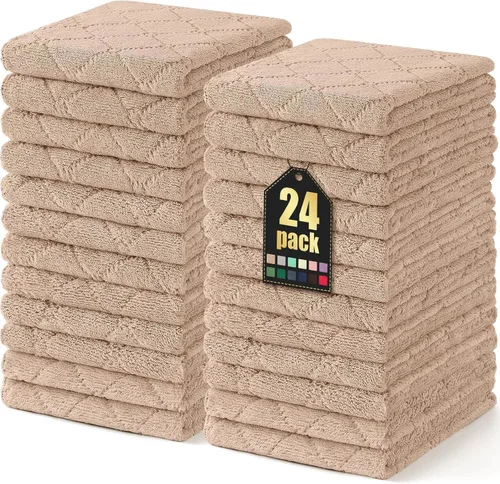 Miniatura 37 de Homaxy - Paquete de 12 trapos de cocina (10 x 10 pulgadas, morado), de terciopelo coral, supersuaves y absorbentes, de secado rápido, paño