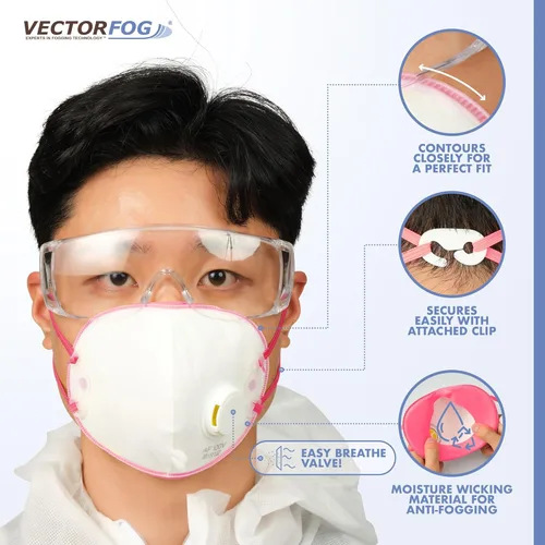 Miniatura 3 de FogPro Shield - Máscara respiradora reutilizable fabricada en Corea, filtro de partículas de alto rendimiento, válvula de exhalación antivaho