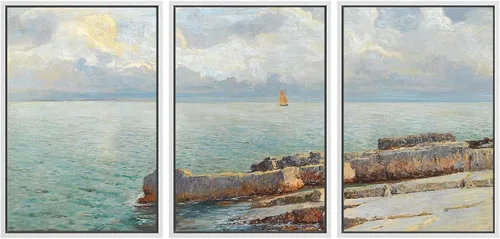Miniatura 53 de SIGNWIN Lienzo enmarcado para pared, juego de arte dramático de cielo tormentoso, ilustraciones de paisaje nuboso Moody, arte moderno decorativo