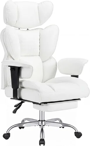 DUMOS Silla de escritorio grande y alta para oficina en casa, silla de computadora para juegos, silla ergonómica ejecutiva con reposapiés, respaldo