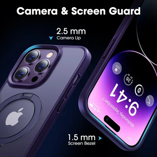 Miniatura 4 de CASEKOO- Funda para iPhone 14 Pro Max, c/soporte magnético invisible [protecc. militar contra caídas] [compatible c/MagSafe], a prueba de impactos