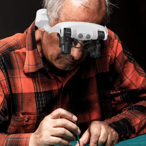 Miniatura 8 de Gafas de aumento para cabeza manos libres, lupa con luz, 1X, 2X, 3X, 5X, 6X, 8X, ideal para joyería, extensiones de pestañas, soldadura, Lupa
