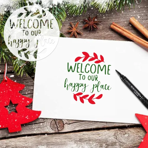 Miniatura 5 de Plantillas de bienvenida para pintar sobre madera, plantillas redondas de 12" para pintar, plantilla para manualidades, plantillas de dibujo