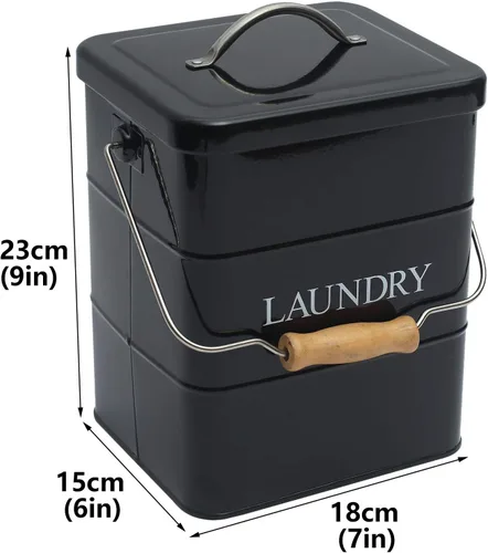 Miniatura 3 de Contenedor de polvo para ropa sucia, lata de almacenamiento de polvo de lavado con cuchara, tapa hermética y asas, caja de almacenamiento de Negro