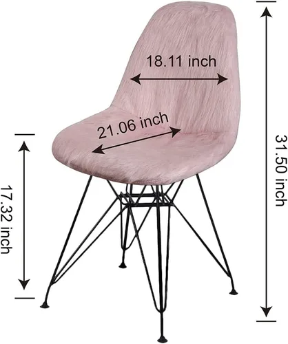Miniatura 3 de GIA Juego de 1 funda de piel sintética con patas de metal contemporáneas sin brazos y funda extraíble para silla, color rosa champán
