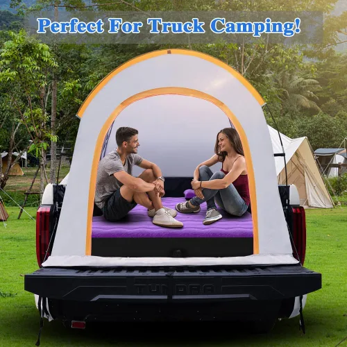Miniatura 7 de Colchón de aire para cama de camioneta para campamento, colchoneta gruesa para dormir de 5.5 a 5.8 pies, tamaño completo, camas cortas para Púrpura