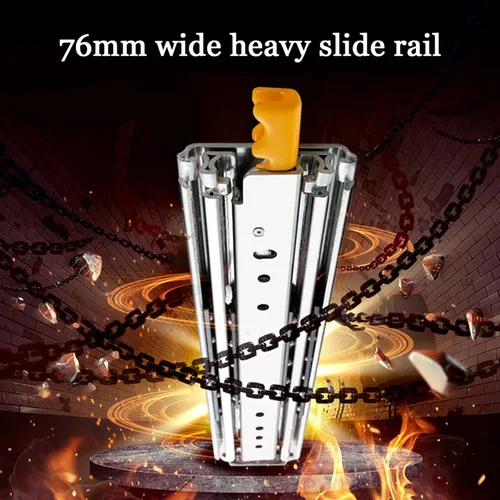 Miniatura 3 de 1 par de corredores de cajón industrial de 2.992 in de ancho, resistente, 485 lb, extensión completa con rodamientos de bolas con cerradura