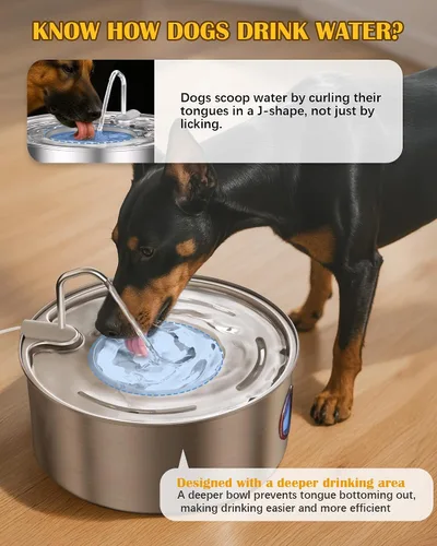 Miniatura 6 de Dog Water Fountain for Large Dogs- 270oz/8L Stainless Steel Dog Water Bowl Dispenser Automatic Pet Water Fountain with Ultra-Quiet Pump/Quadruple