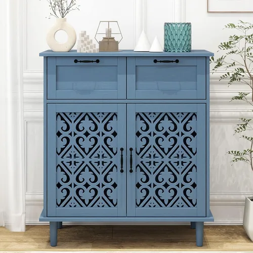 Armario de almacenamiento de cocina con cajones - Armario decorativo con puerta tallada, aparador de piso buffet con almacenamiento, pequeña