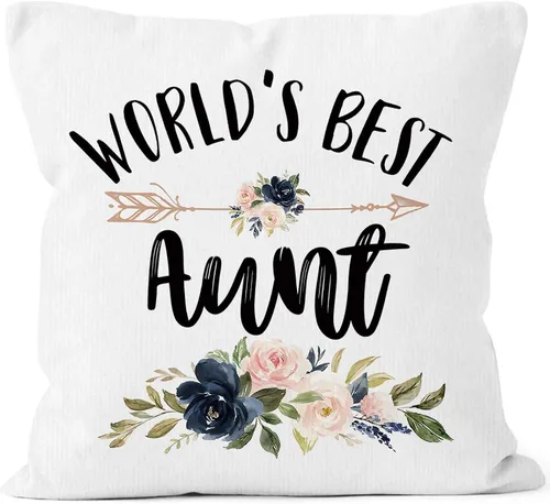 World's Best Aunt Gifts - Funda de almohada de 18 x 18 pulgadas, funda de almohada de cumpleaños para tía y tía, funda de almohada cuadrada para