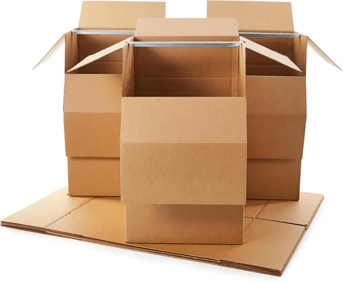 Miniatura 9 de Amazon Basics Cajas de mudanza para ropa de armario con barra, 20 x 20 x 34 pulgadas, paquete de 3 Con barra de suspensión, para empacar ropa
