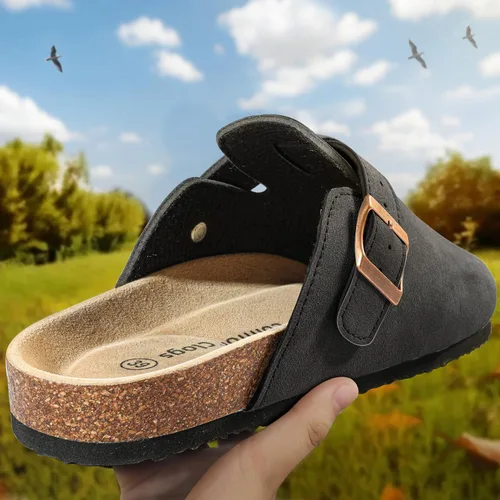 Miniatura 2 de BULLIANT Zuecos pantuflas sandalias de enfermería zapatos de trabajo para hombres y mujeres, parte superior con forro polar + plantilla de corcho