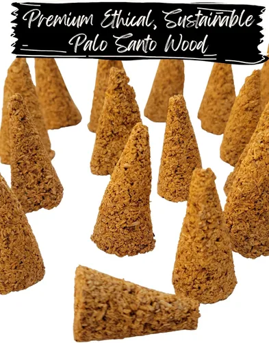 Miniatura 4 de Paquete de 48 conos de Palo Santo con bolsa de almacenamiento, 100% madera pura Palo Santo incienso conos de incienso de madera santa en polvo