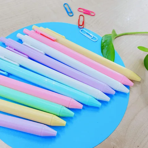 Miniatura 6 de Paquete de 6 bolígrafos retráctiles de tinta de gel de color caramelo, macarons de color negro, punta extrafina de 0.020 in, lindos bolígrafos