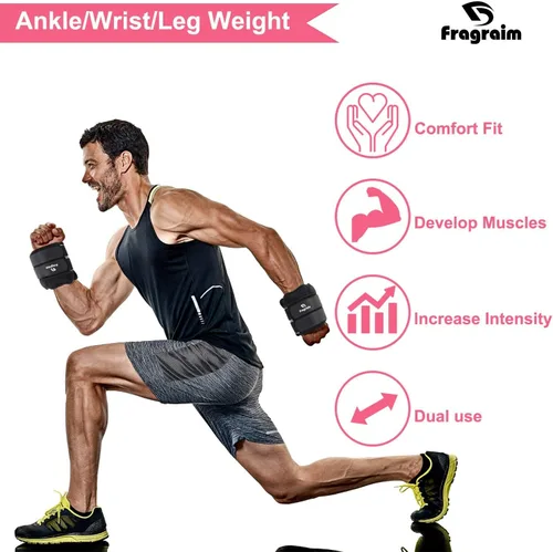 Miniatura 6 de Fragraim - Juego de pesas de tobillo para mujeres, hombres y niños, ideal para entrenamiento de fuerza para muñeca/pierna/brazo, correa ajustable, 1