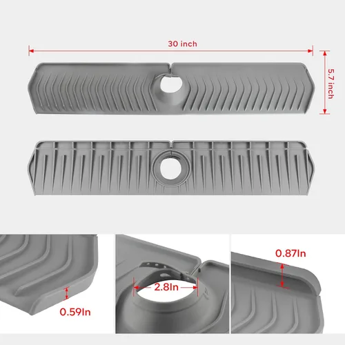 Miniatura 2 de Alfombrilla de silicona mejorada de 30 x 5.7 pulgadas para cocina y baño: alfombrilla para grifo de fregadero, almohadilla de drenaje de fregadero