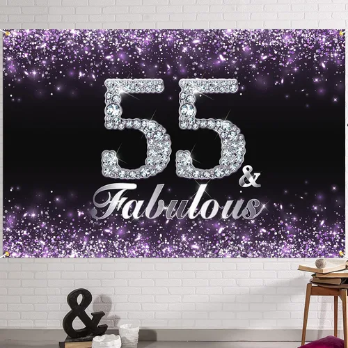 Miniatura 14 de HAMIGAR Fondo de pancarta de feliz cumpleaños número 10 de 6 x 4 pies, suministros de fiesta de cumpleaños para niñas, color morado