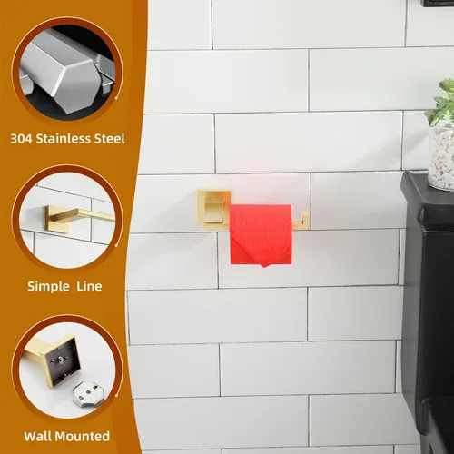 Miniatura 6 de KOKOSIRI Soporte de papel higiénico Dispensador de papel de seda dorado para cocina, baño, baño, soporte para rollo de papel higiénico, acero