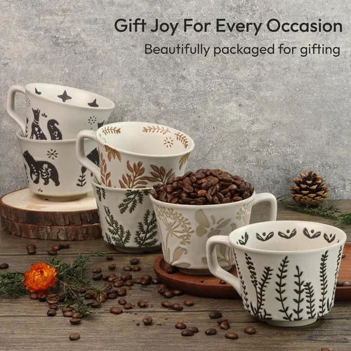 Miniatura 5 de Taza de Café de Cerámica, Taza de Té Única y Novedosa de 12 oz con Asa, Taza de Gres para Té Mocha Latte Cappuccino Espresso