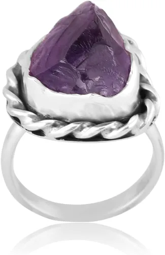 Miniatura 20 de Anillo trenzado de plata esterlina 925 con piedras preciosas crudas para mujer, joyería hecha a mano