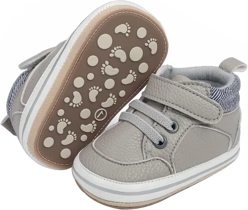 Miniatura 34 de COSANKIM Zapatos deportivos para bebé niño y niña, zapatos de tobillo altos, antideslizantes, suela suave, zapatos de cuna para niños pequeños
