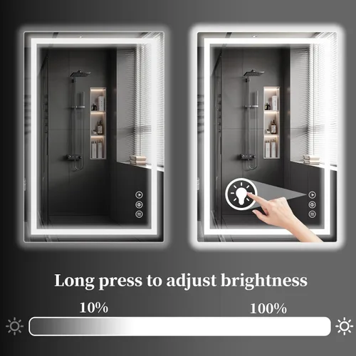 Miniatura 5 de Koonmi - Espejo de baño LED de 20 x 28 pulgadas, retroiluminación + iluminación frontal, espejo de baño LED con luces para pared, 3