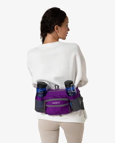 Miniatura 3 de WATERFLY Riñonera cangurera: Riñonera para mujeres y hombres con dos soportes para botellas de agua para senderismo, para correr, caminar, caminar