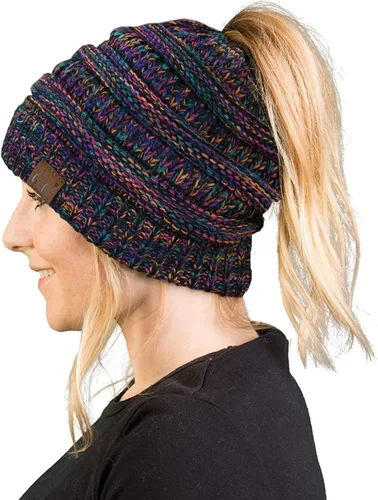 Miniatura 31 de Funky Junque - Gorro para mujer con ranura para cola de caballo