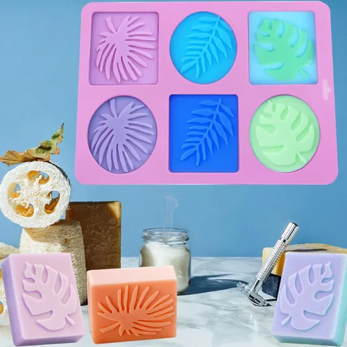 Miniatura 4 de Paquete de 2 moldes de silicona para jabón, diseños de hojas tropicales y estilo hawaiano para hacer jabón hecho a mano, moldes de silicona Jabón