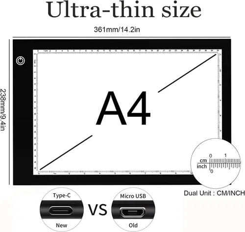 Miniatura 4 de XIAOSTAR Caja de luz para dibujo, pizarra de trazado con cable de carga tipo C y brillo ajustable para artistas, animación, dibujo, bocetos