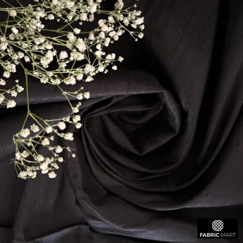 Miniatura 3 de Fabric Mart Direct Tela Dupioni de seda pura 100% negra por el patio, 1 yarda 41 pulgadas de ancho de seda cruda pura color sólido negro al por