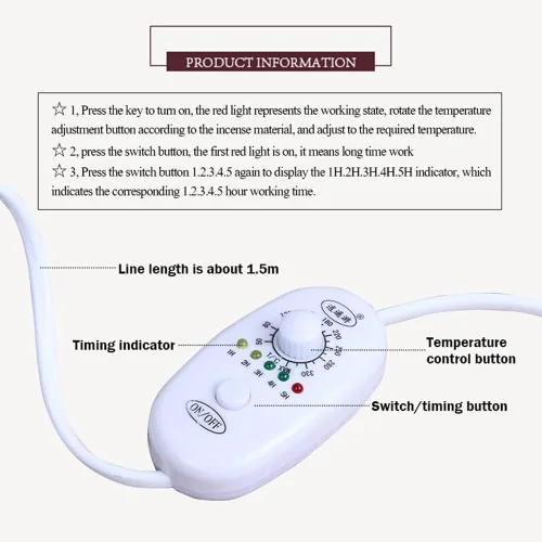 Miniatura 6 de Quemador de incienso eléctrico con temporizador, quemador de fragancia de cerámica de temperatura ajustable, difusor de aceite perfumado de resina