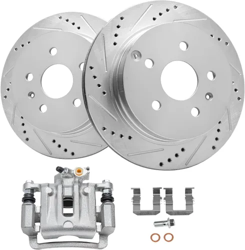 Miniatura 18 de Detroit Axle - Kit de frenos delanteros para Honda Accord 2003-2010, rotores de freno de disco perforados y ranurados de repuesto 2004 2005 2006