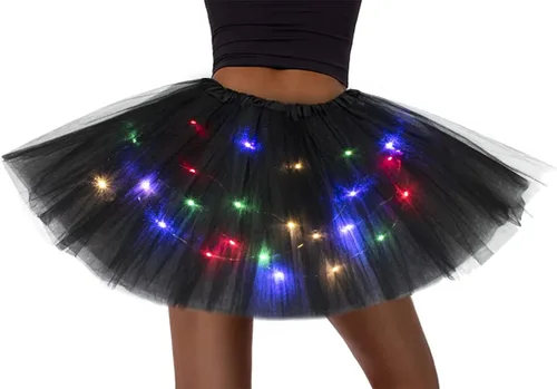 Tutús iluminado de 3 capas para mujer, falda tutú LED para adultos y adolescentes, falda clásica elástica de ballet, disfraz de fiesta brillante