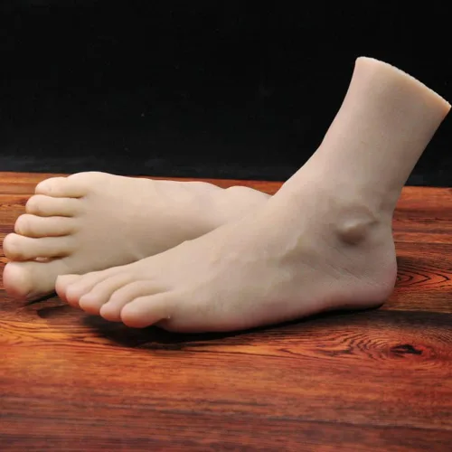 Miniatura 8 de Pies de silicona, 1 par de maniquí masculino de silicona, pie de silicona con pantalla de hueso, sandalia para zapatos, calcetín, exhibición, arte