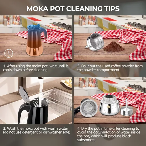 Miniatura 8 de 2 Cup 100ml Moka Pot Stainless Steel Espresso Coffee Maker Stovetop Coffeemaker Italian Classic Style Brewing Greca Cafe Mocha Machine for Cafeteras