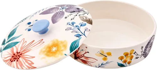 Miniatura 5 de Bico Blossom Symphony - Calentador de tortillas de cerámica, porta tortillas de 8.9 pulgadas con tapa para tacos, panqueques para noche mexicana