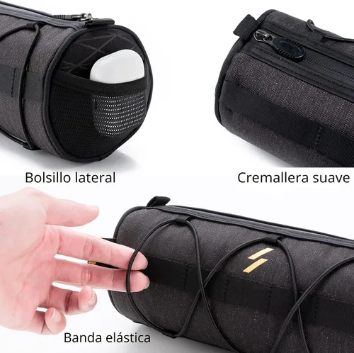 Miniatura 8 de ROCKBROS - Bolsa para manillar de bicicleta pequeña, bolsa de barra de bicicleta práctica, bolsas delanteras de bicicleta, bolsa de almacenamiento