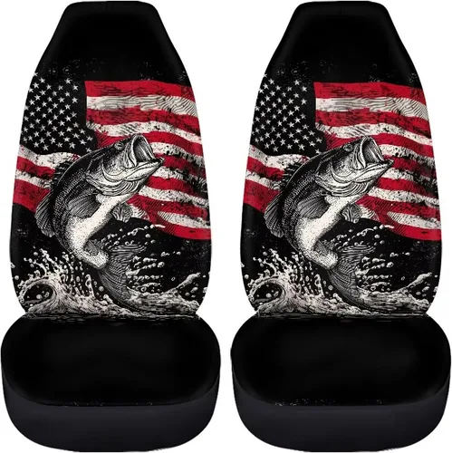 Miniatura 9 de 2 fundas de asiento para automóviles con estampado de bandera americana del 4 de julio, color negro, accesorios para el interior del vehículo