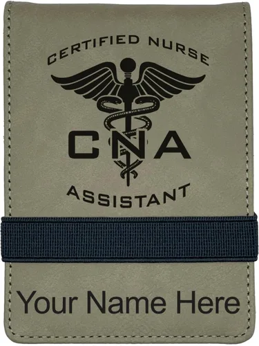 Miniatura 9 de LaserGram Mini padfolio con bloc de notas y bolígrafo, asistente de enfermera certificada por la CNA, grabado personalizado incluido (verde azulado)