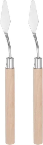 HARFINGTON 2pcs No.6 Paleta Cuchillos 0.472 in Ancho Acero Inoxidable Pequeña Espátula Puntuosa Pintura Cuchillo de Paleta con Mango de Madera para